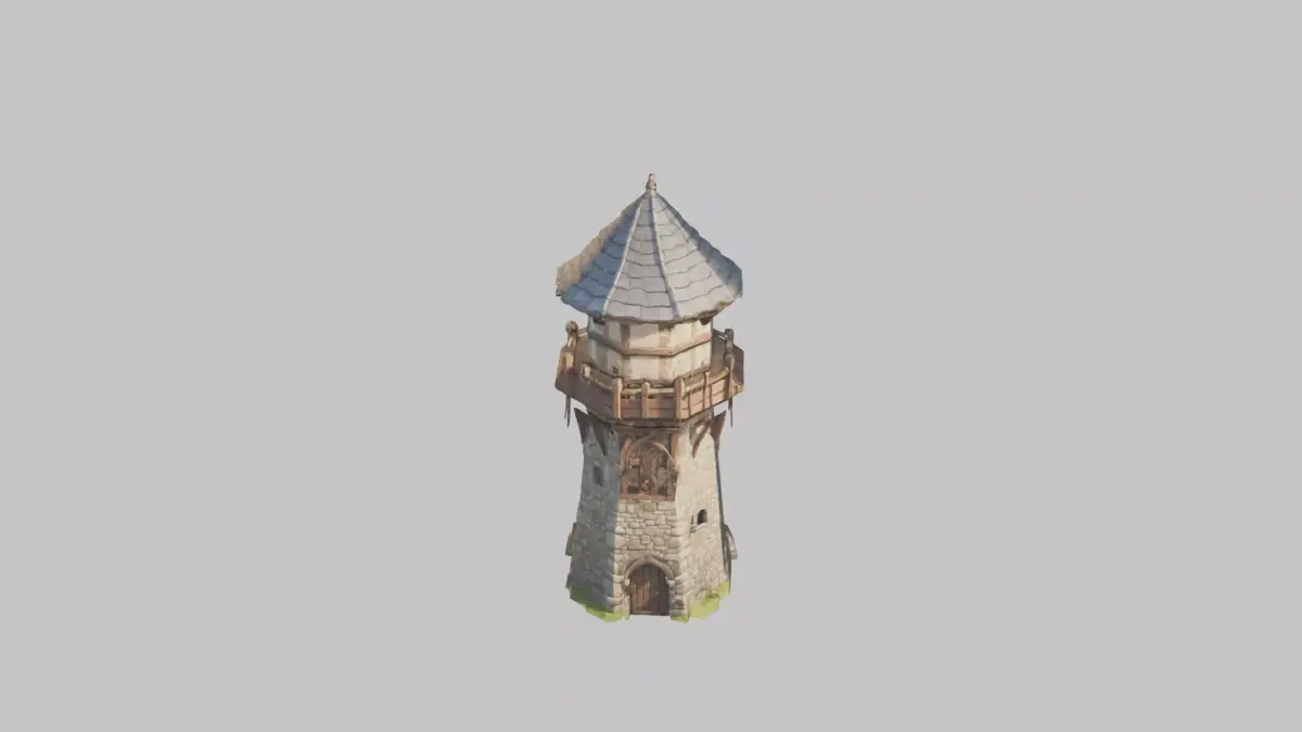 Lowpoly Stylized medieval tower Low-poly 3D model purchase