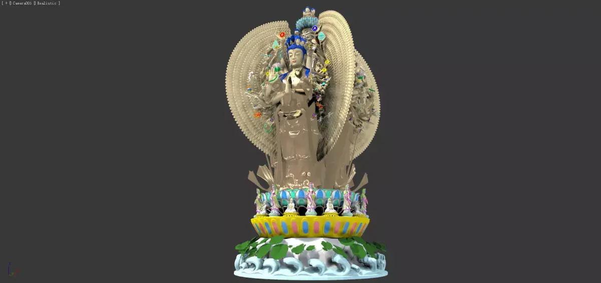qian shou guan yin buddha thousand hands buddha 3D model