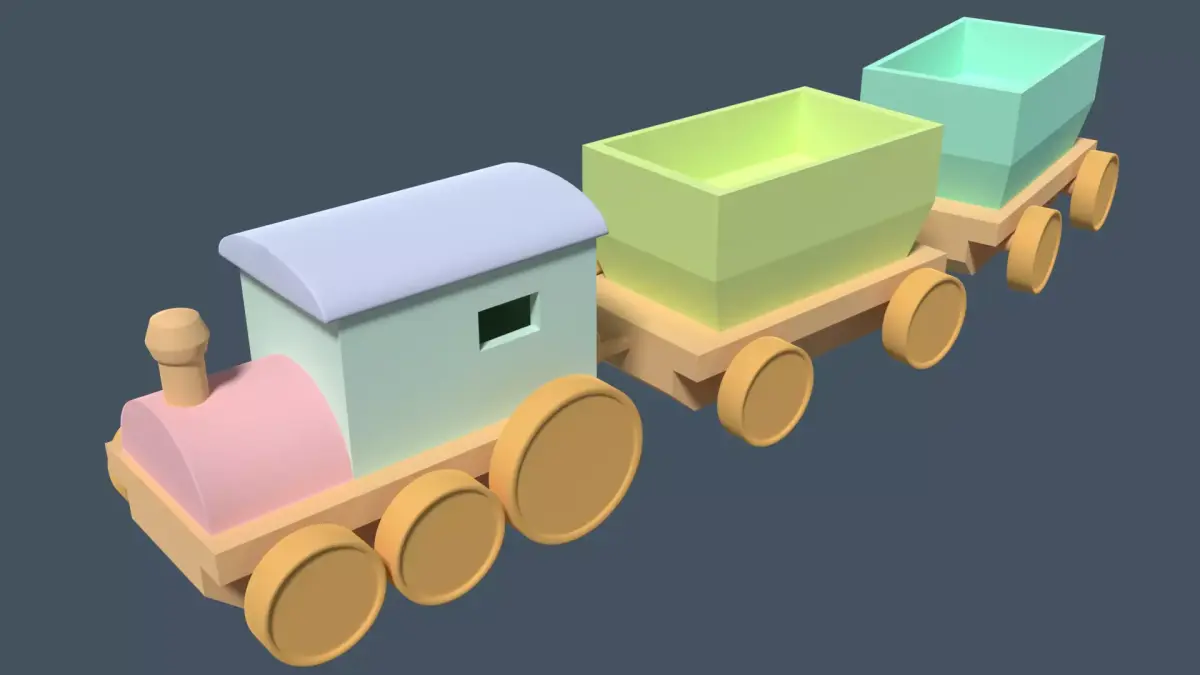 Toy Train Low-poly 3D model 2