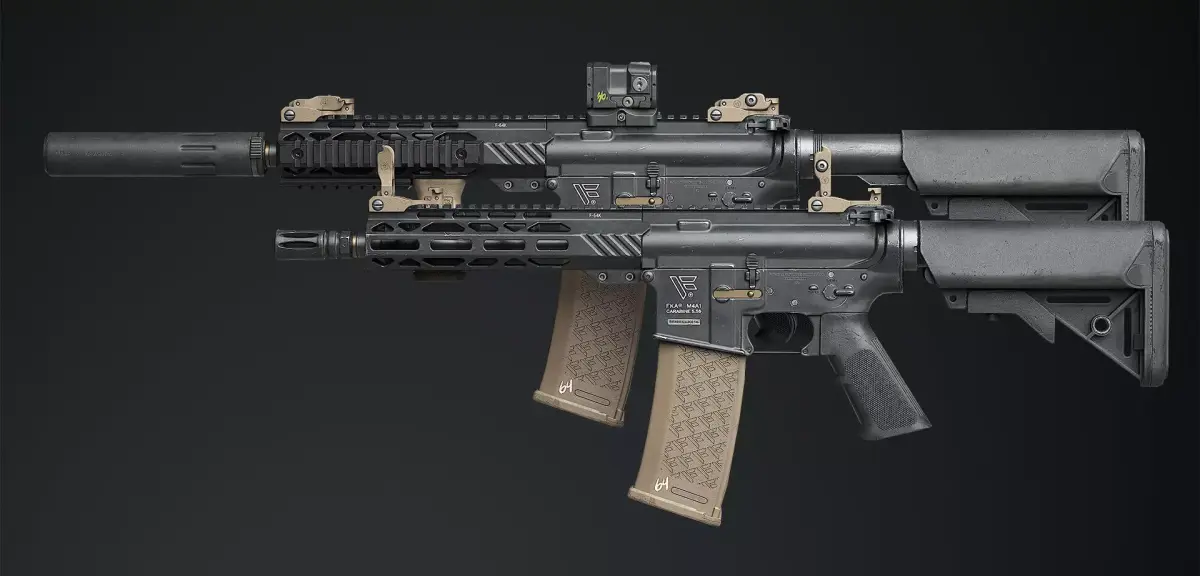 Weapon - AR15 HoloSight AimPoint - assault rifle Low-poly 3D model