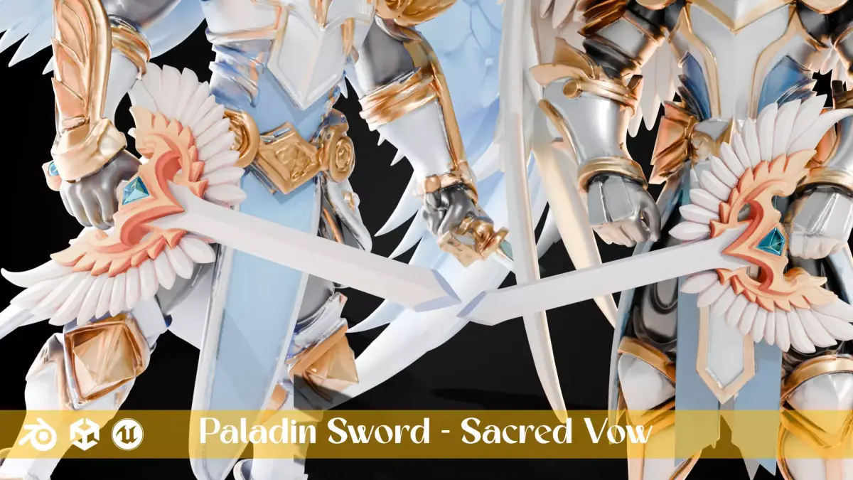 Stylized Sword - Paladin Sword Sacred Vow - Game Ready 3D model