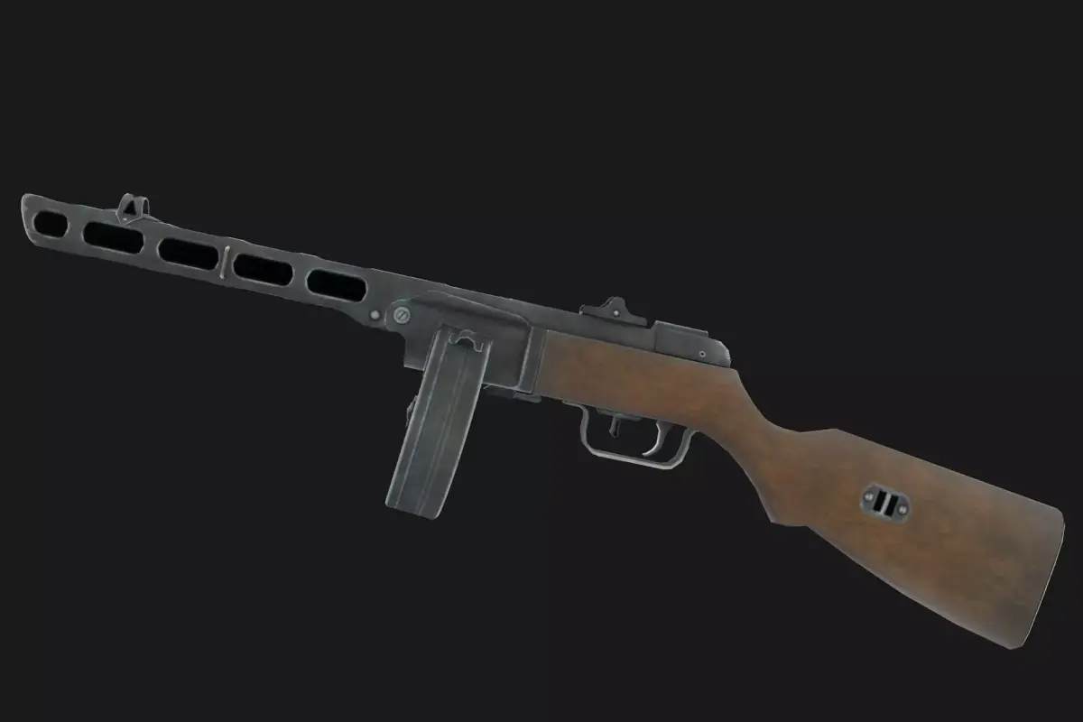 PPSh-41 wooden gun Low-poly 3D model