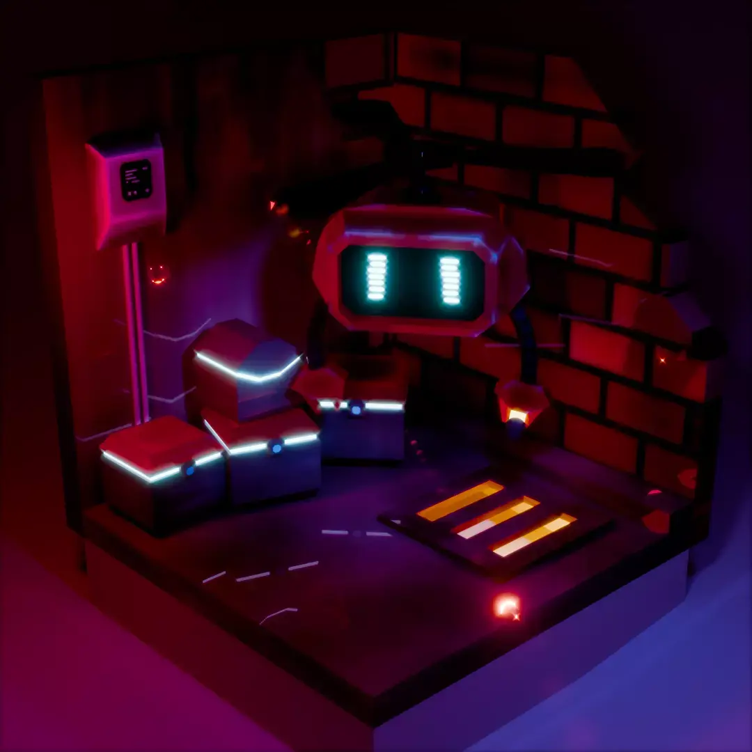 Hardsurface - Cute Robot Low-poly 3D model