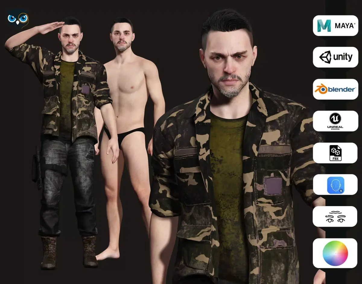Strategic Stalwart - Kiven In Midnight Como Low-poly 3D model