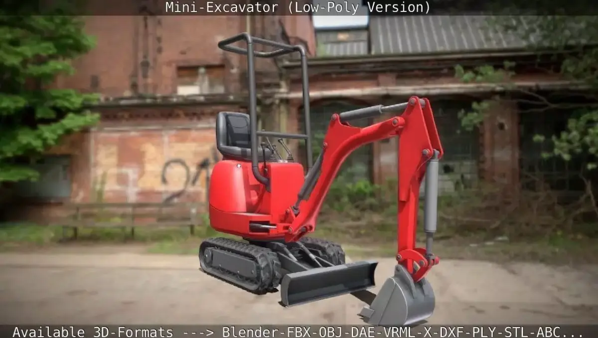   Mini-Excavator Low-Poly-Version Low-poly 3D model