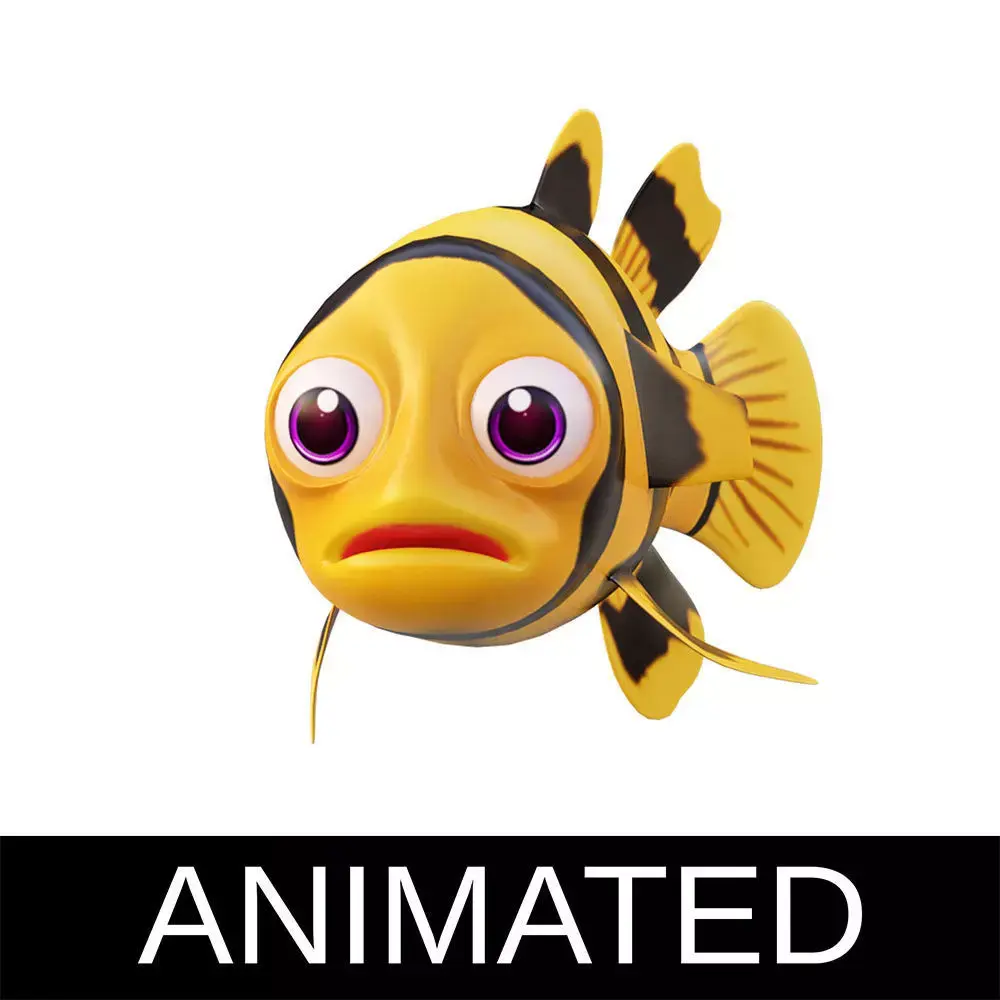 Bumblebee Goby Fish Cartoon Animated Low-poly 3D model