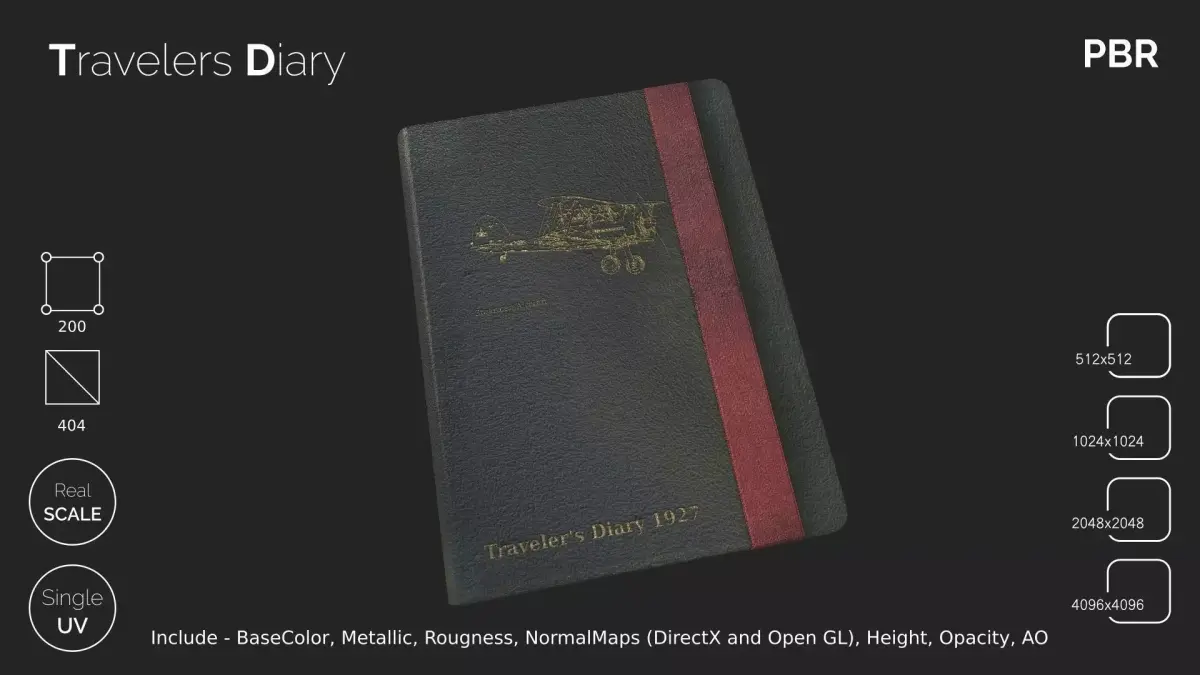 Travelers Diary Low-poly 3D model