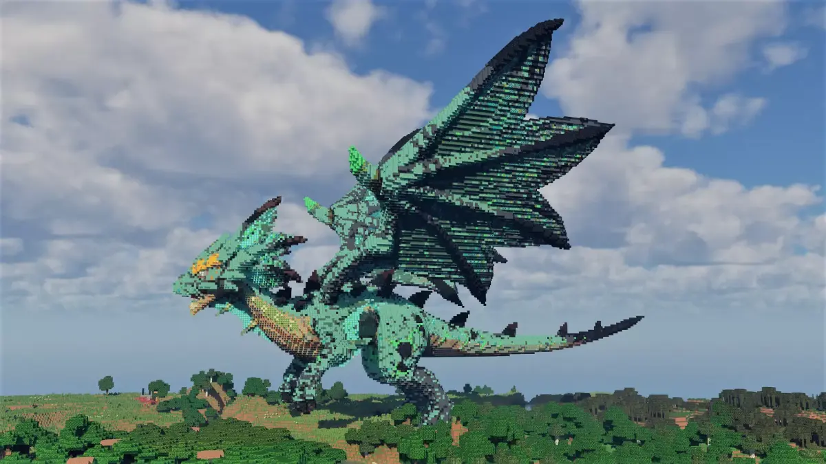 Green Dragon Minecarft Schematic Free low-poly 3D model