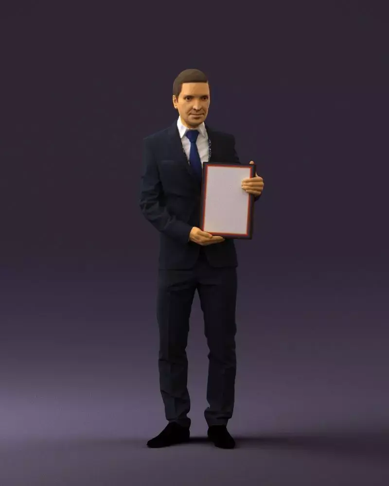 Man in blue suit diploma 0557 3D model