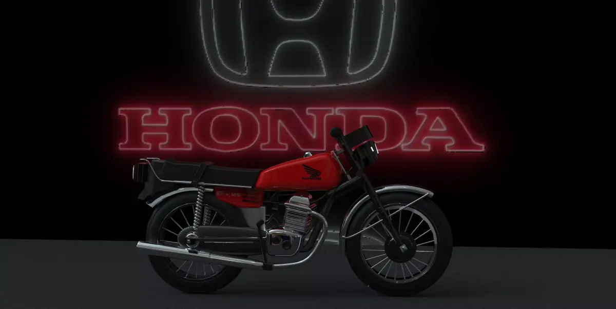 Honda CG125 Detailed 3D Model Retro Motorbike for Vray Blender 3D model