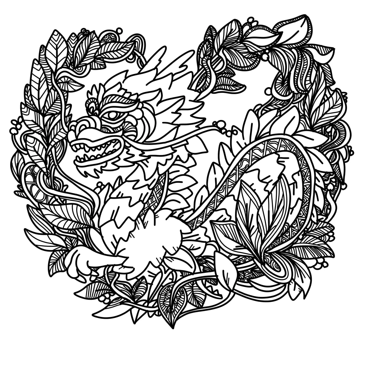 Heart Dragon with leaves 3D print model