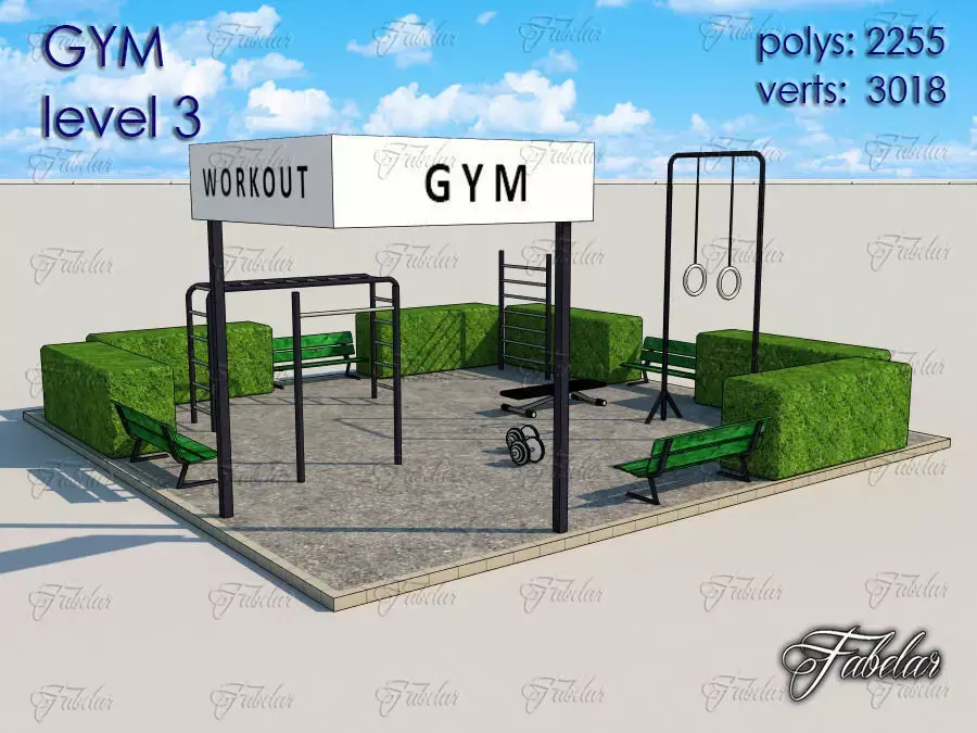 Gym Level Low-poly 3D model 2