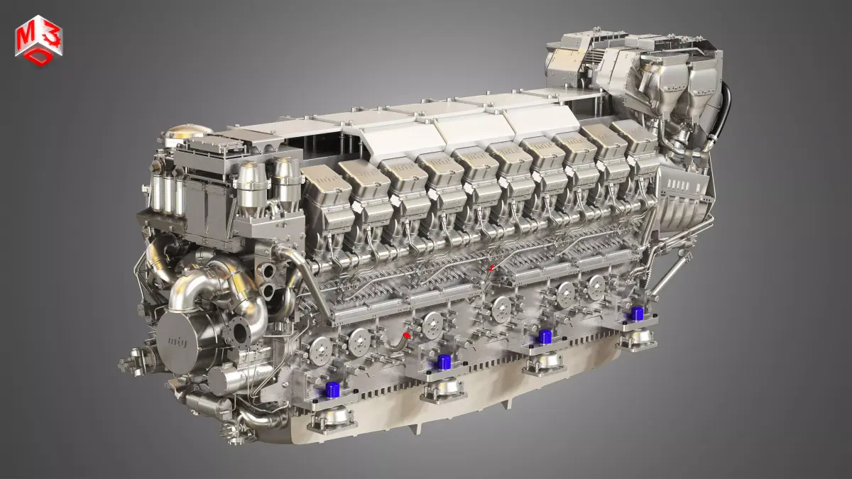V20 8000 Engine - Marine Diesel Engine  3D model