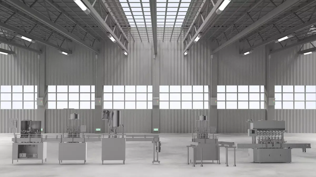 Liquid filling machine assembly line 3D model