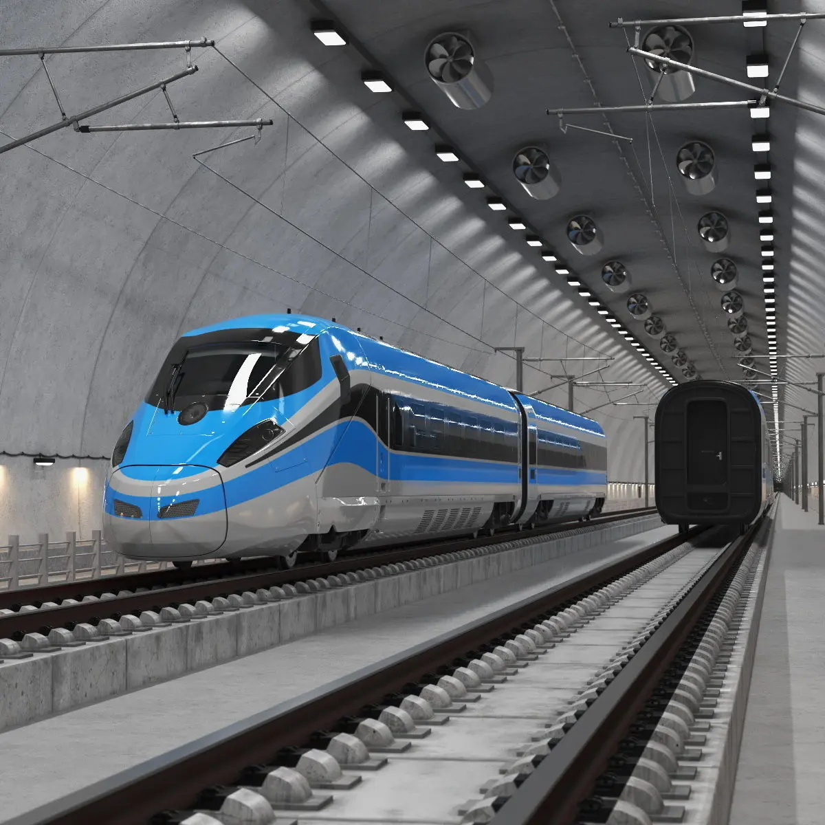 Tunnel Cross Section with Train 3D model