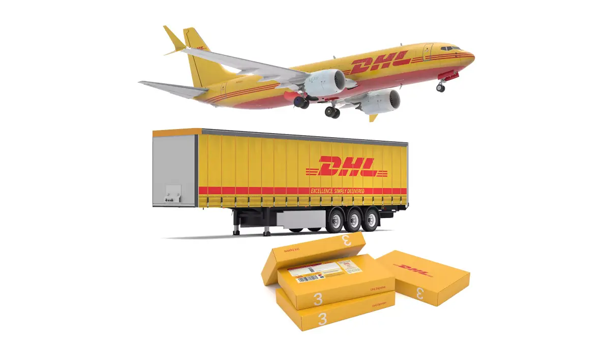DHL Delivery Semi Trailer Boeing 737 Collection 3D model