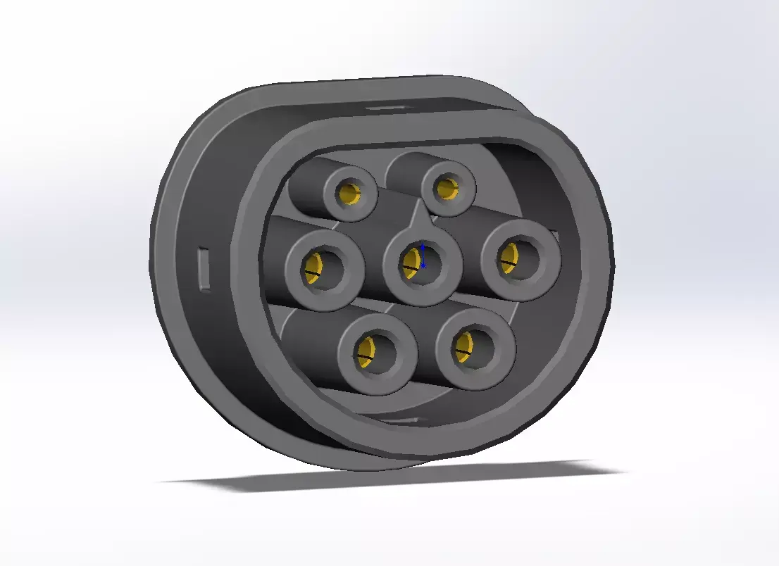 Type2 MENNEKES vehicle connector up to 480V and 16A 3 or 1 phase 3D print model