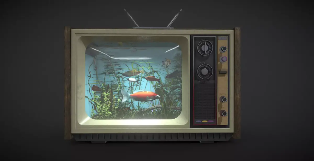 Old TV Aquarium Low-poly 3D model