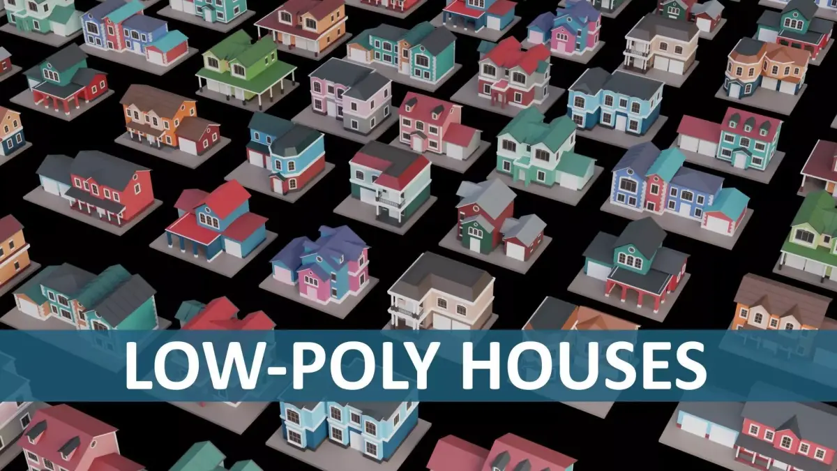 Low Poly 20 Houses Pack - Cartoon  Free low-poly 3D model