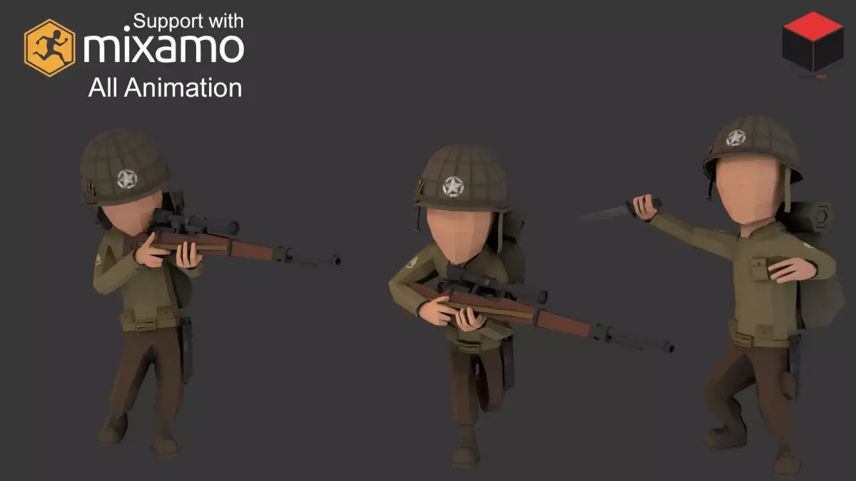 WW2 US Rifleman Low-poly 3D model