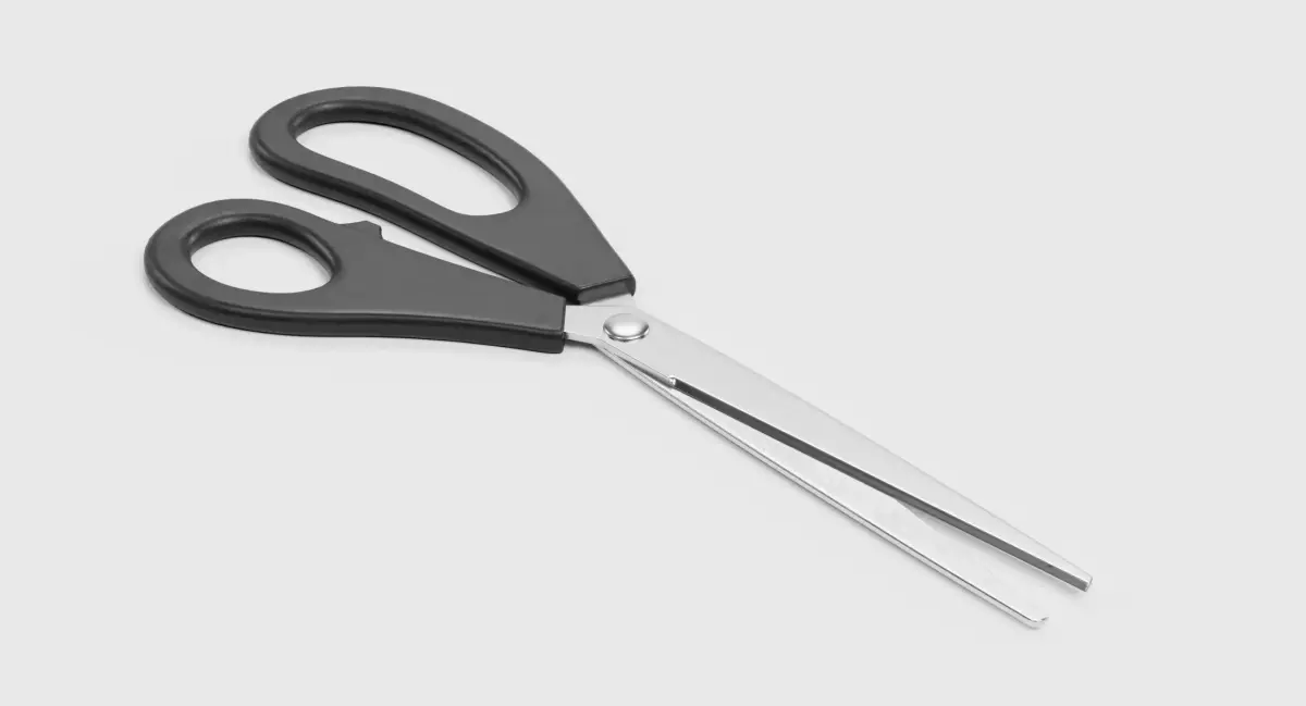 Office Scissors - Steel Stationery Tool in Open Cutting Pose 3D model