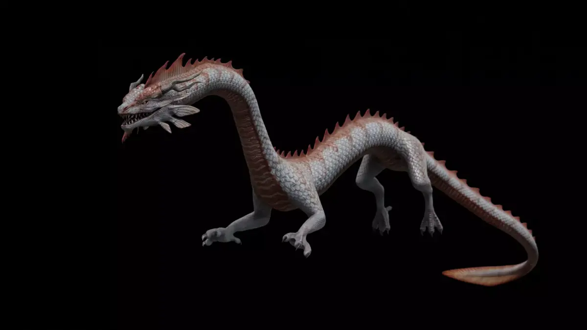Asian Serpent Dragon Low-poly 3D model