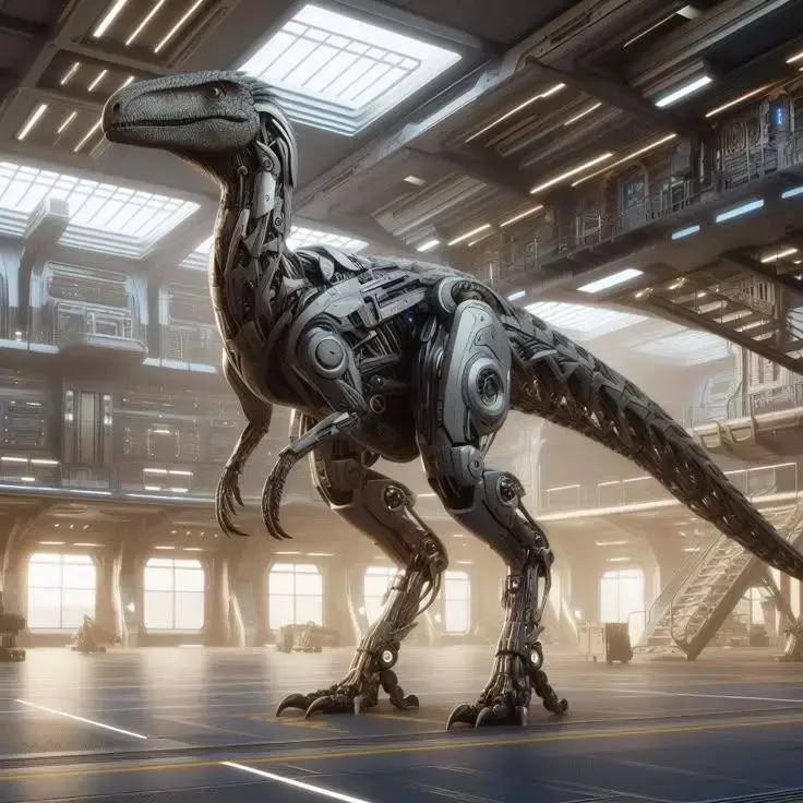 Mechanical Velociraptor Futuristic Robot Dinosaur Sci-Fi 3D Low-poly 3D model