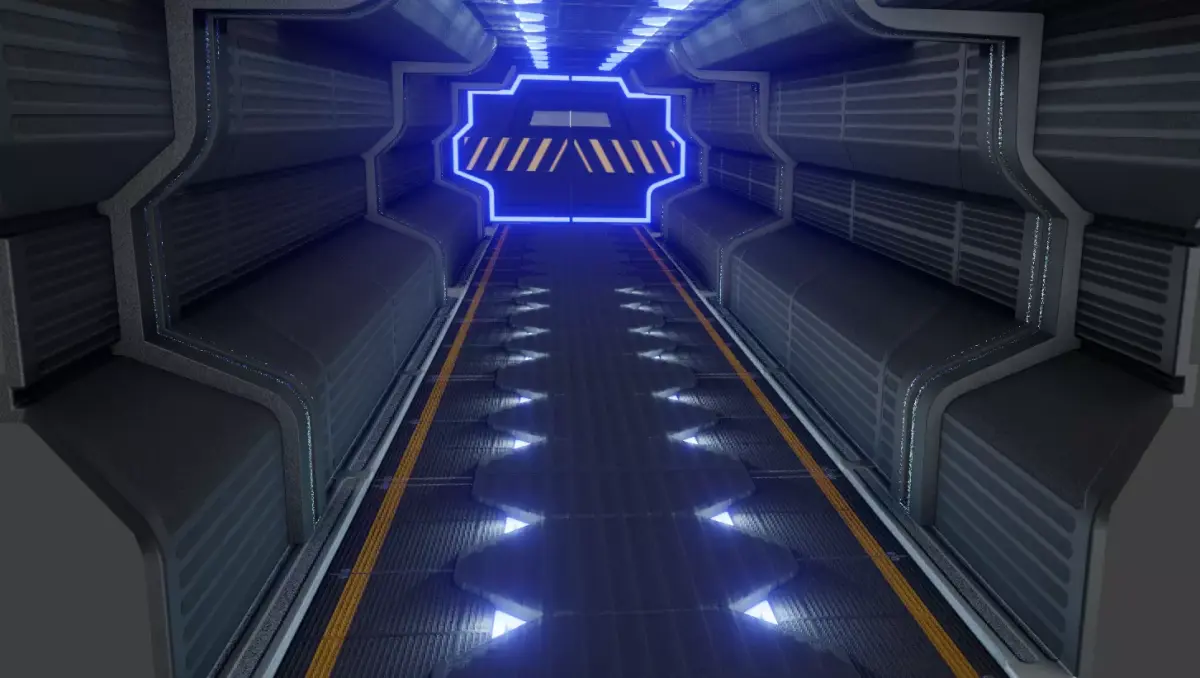 Elegant sci-fi spaceship corridor Low-poly 3D model