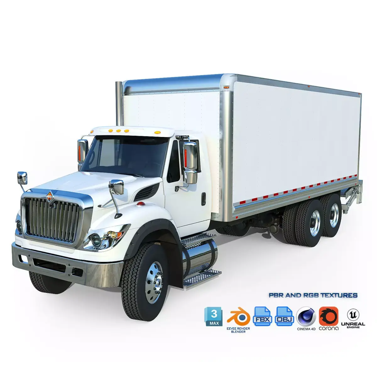 International Workstar 7600 Box truck Low-poly 3D model