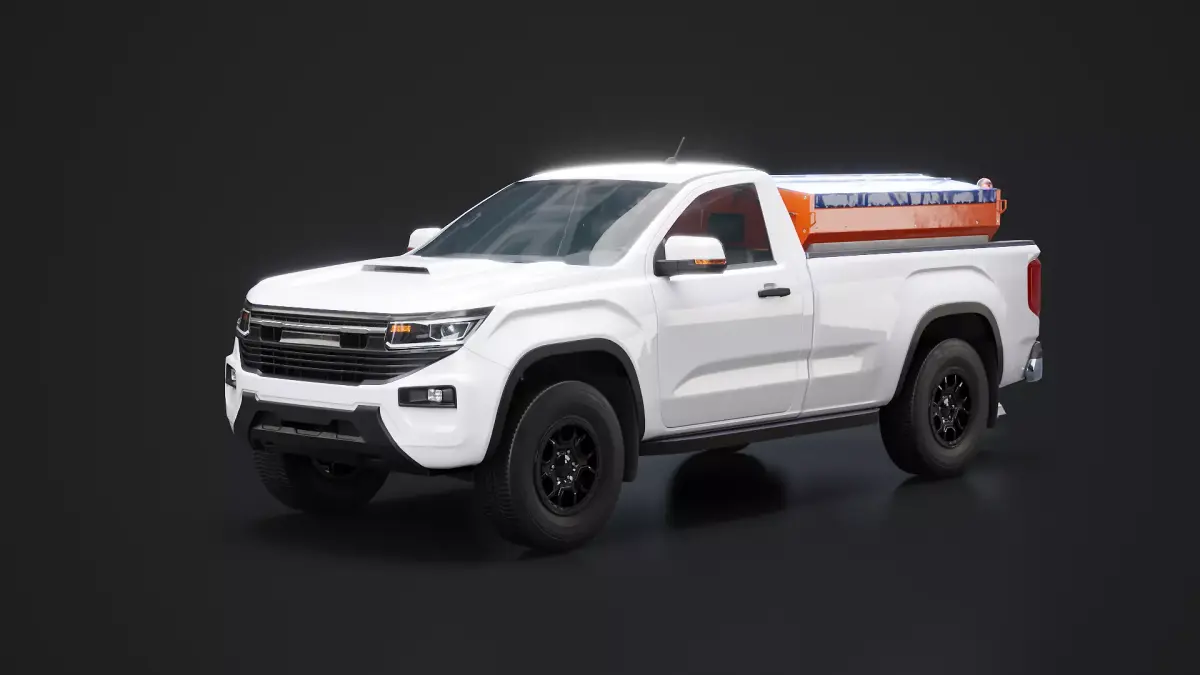 Snow Plow Pickup Truck Winter Service Utility Vehicle  Low-poly 3D model