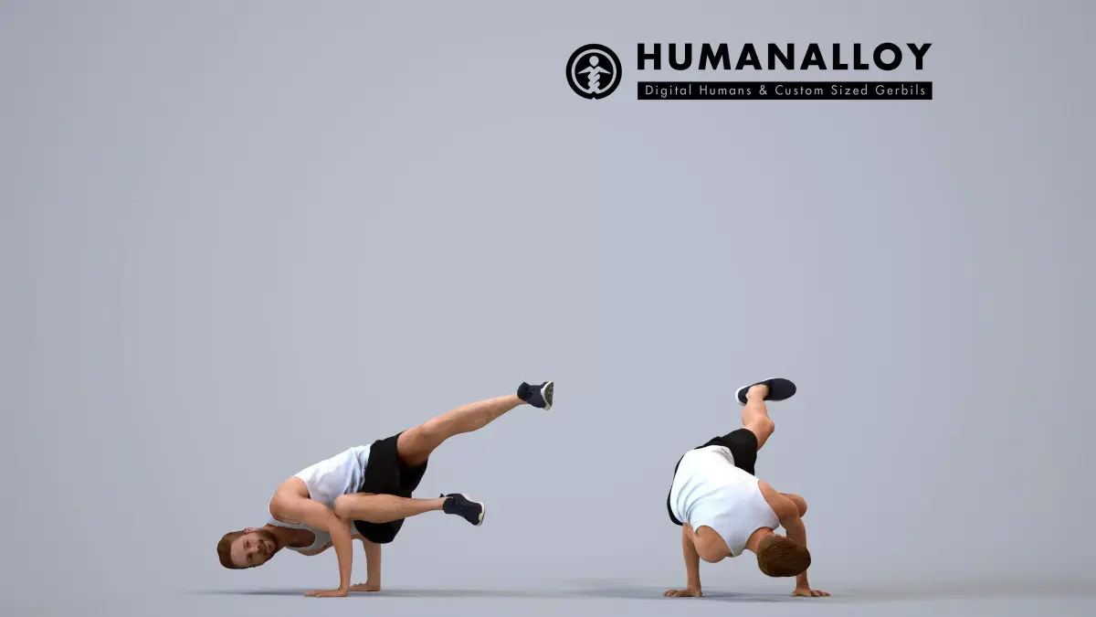 00077Nash002 - Adult Caucasian man crouching during exercise in 3D model