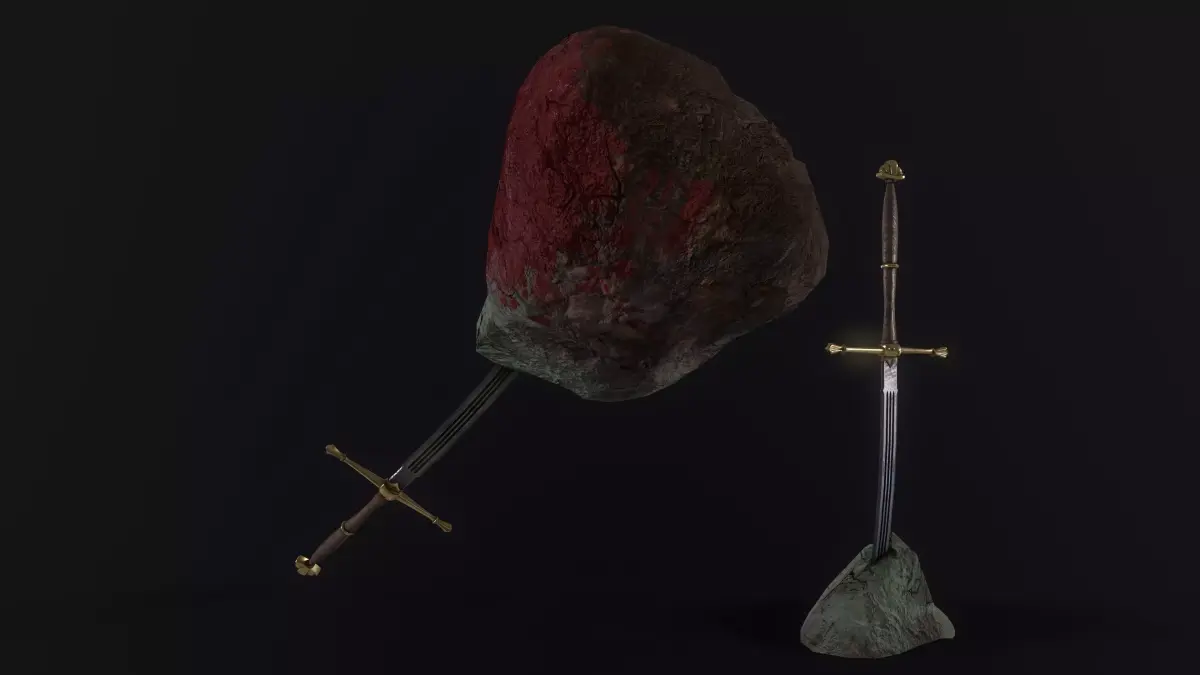 The Sword Still in the Stone - An April Fools Weapon Free low-poly 3D model
