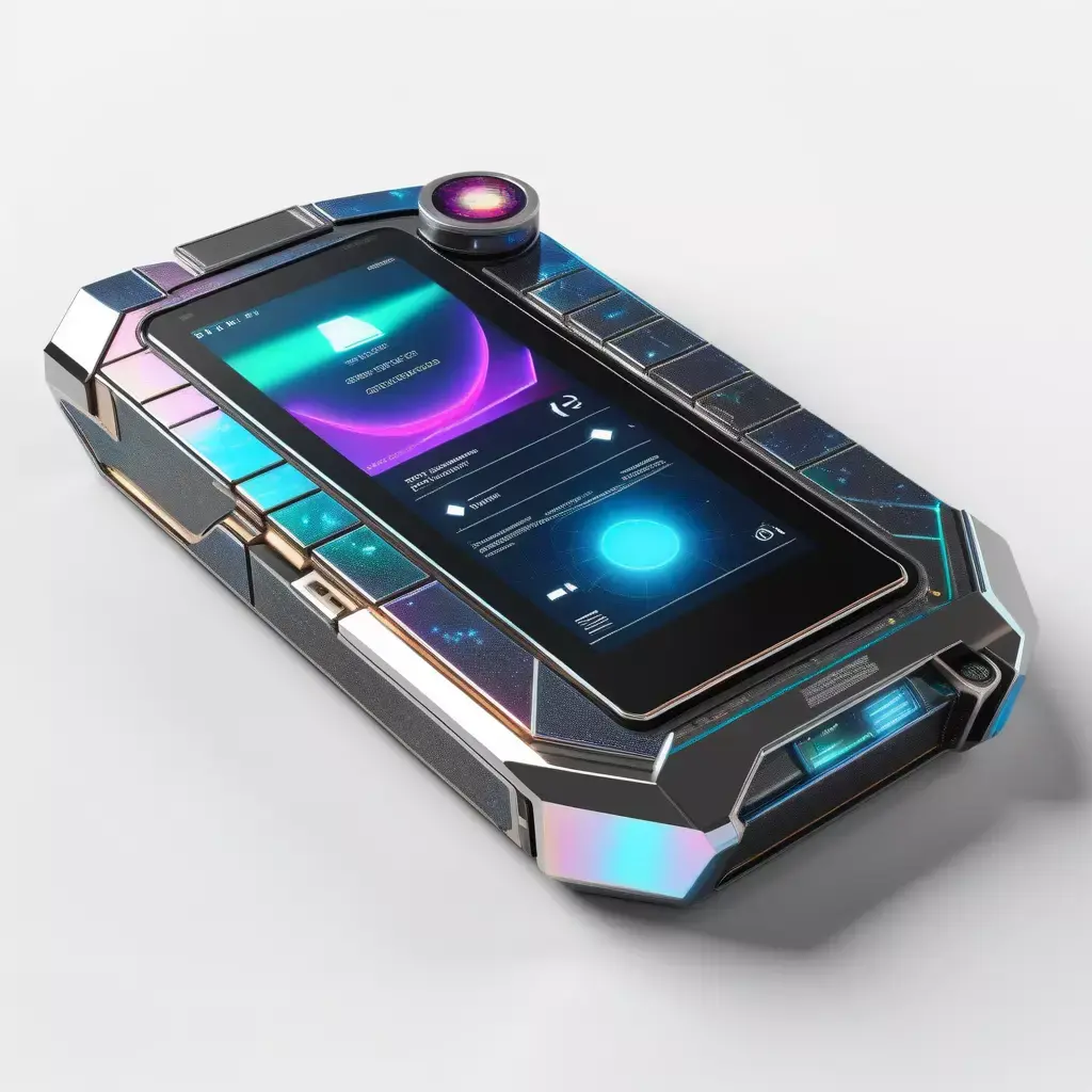 Sleek SciFi Datapad with Cracked Hologram 3D model