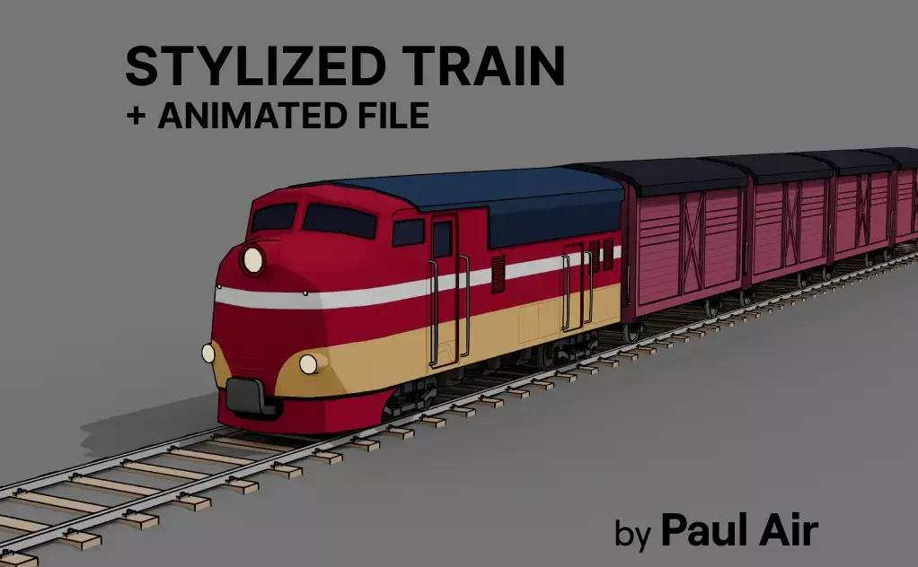 Stylized Train Pack - Toon Outline Low-poly 3D model