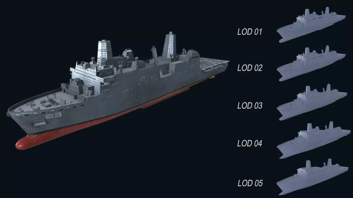 Asset - Army - USS Anchorage - 3D MODEL Low-poly Low-poly 3D model