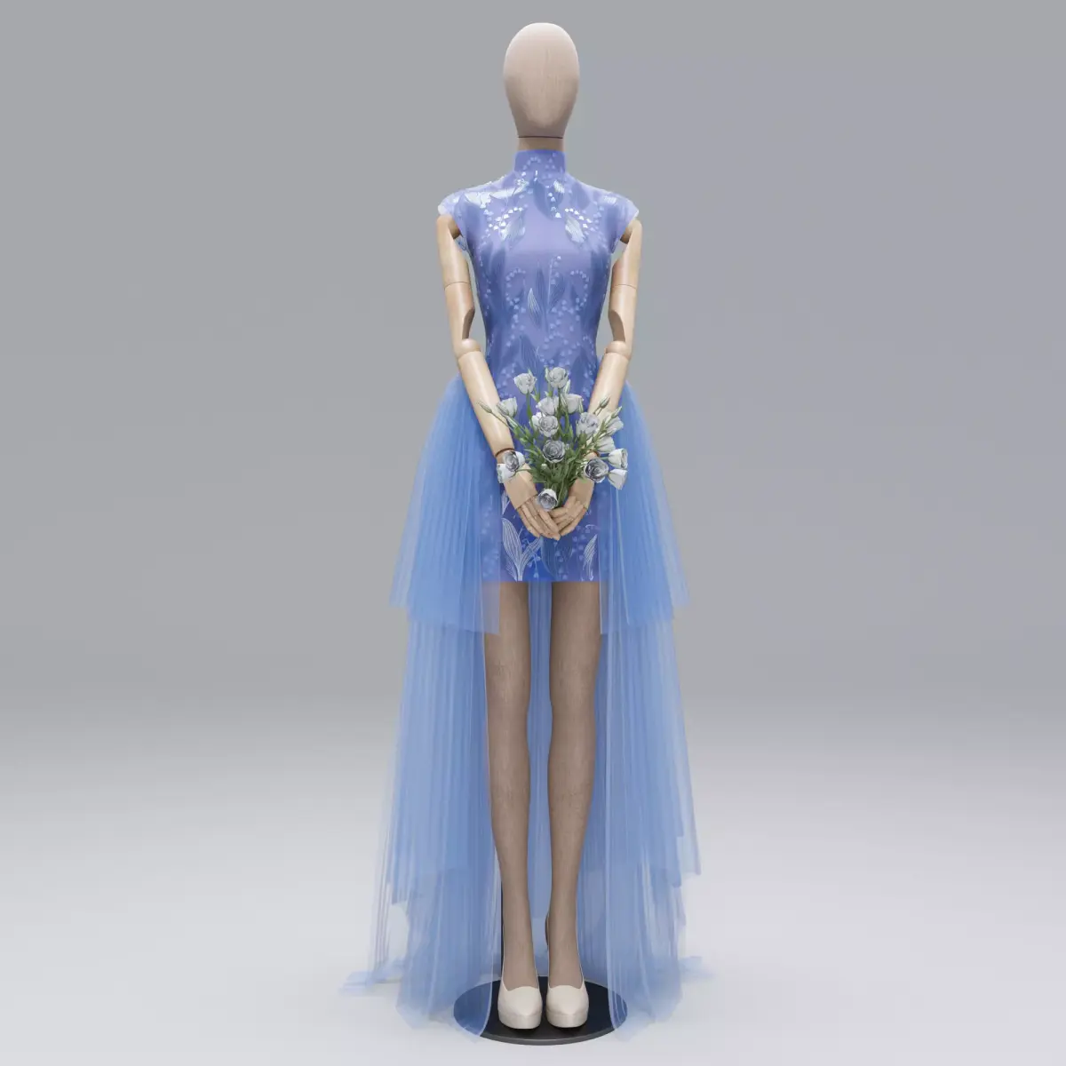 wedding dress Blue 3D model
