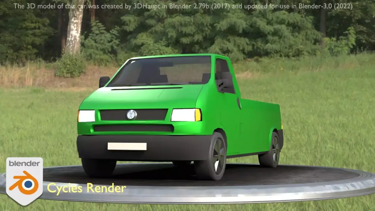 City Car 43 Commercial Pickup 3500 Type-C Green Low-poly 3D model