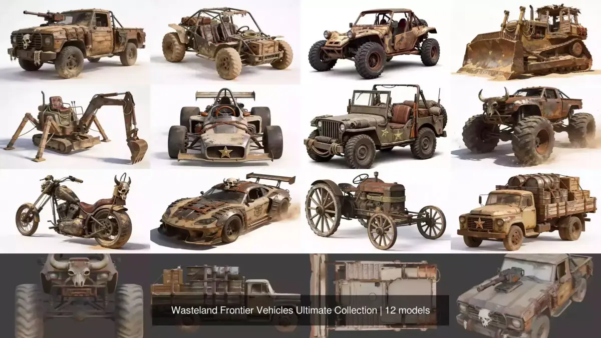 Wasteland Frontier Vehicles Ultimate Collection 3D Model Pack