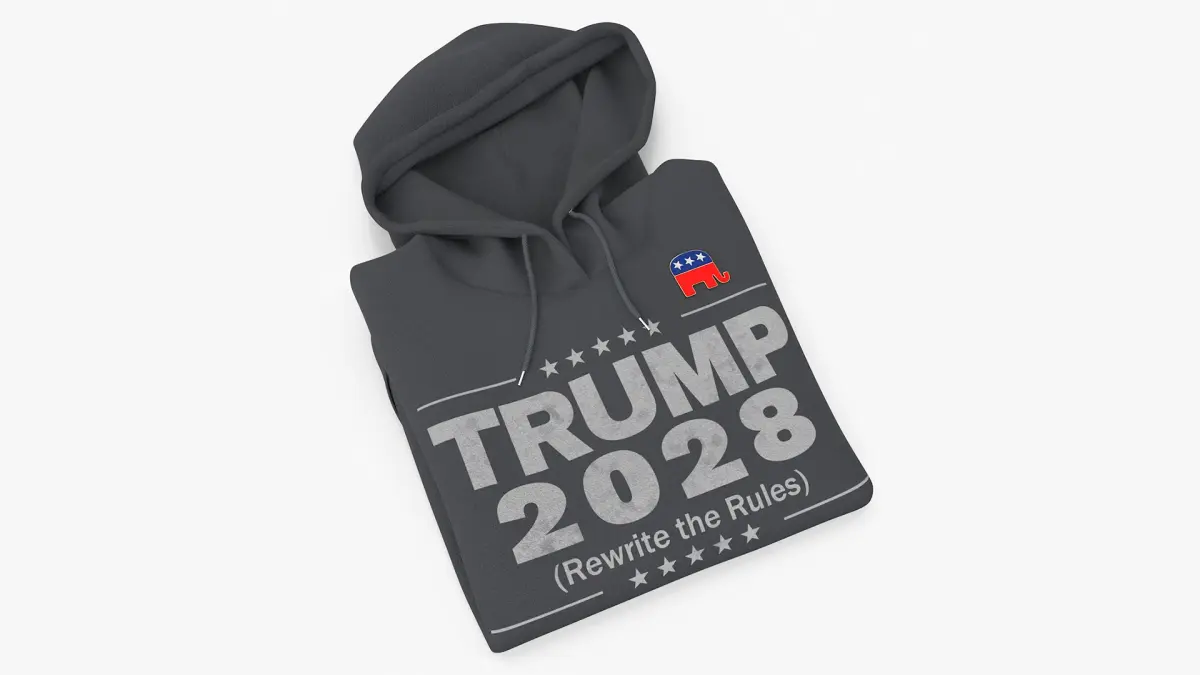 Trump 2028 Hoodie with Republican Elephant Pin 3D model