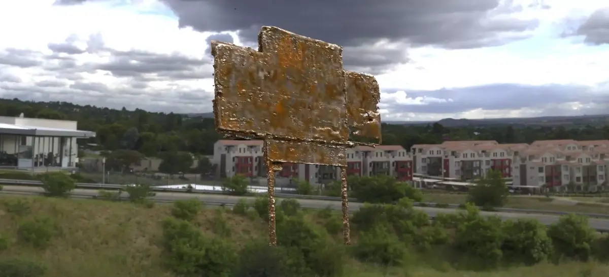 Sign placard old rusted wide 3D model 3D model