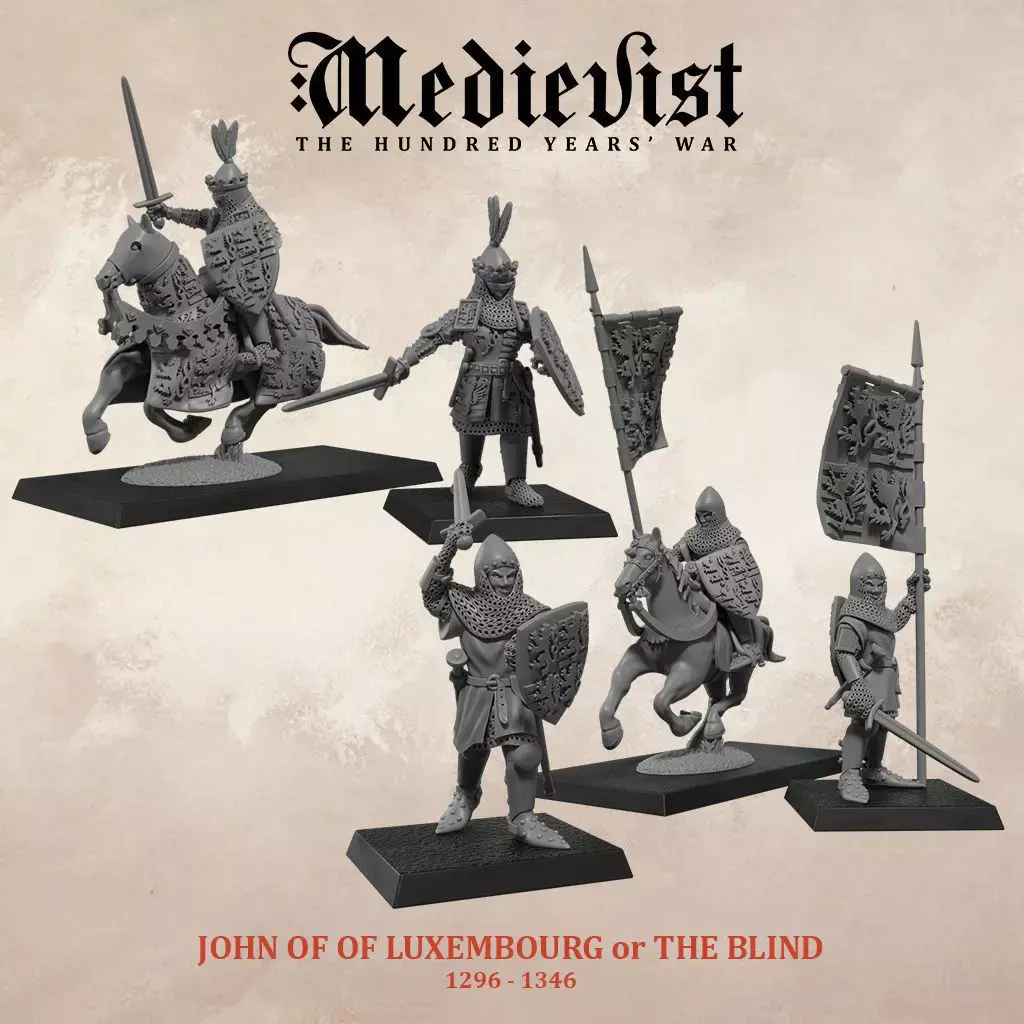 John of Luxembourg and his banner bearer at Crecy 3D print model