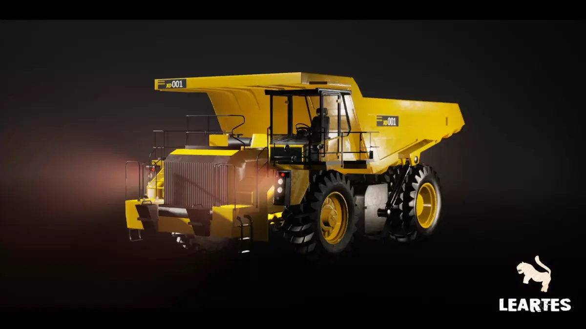 Driveable Animated Construction Truck Low-poly 3D model