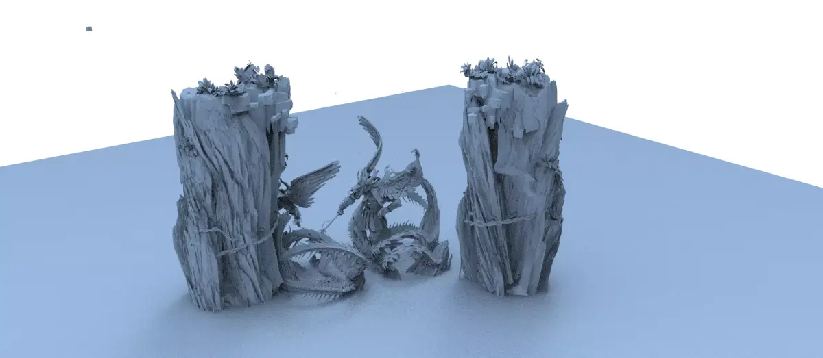 floating Asian rocks 3D model