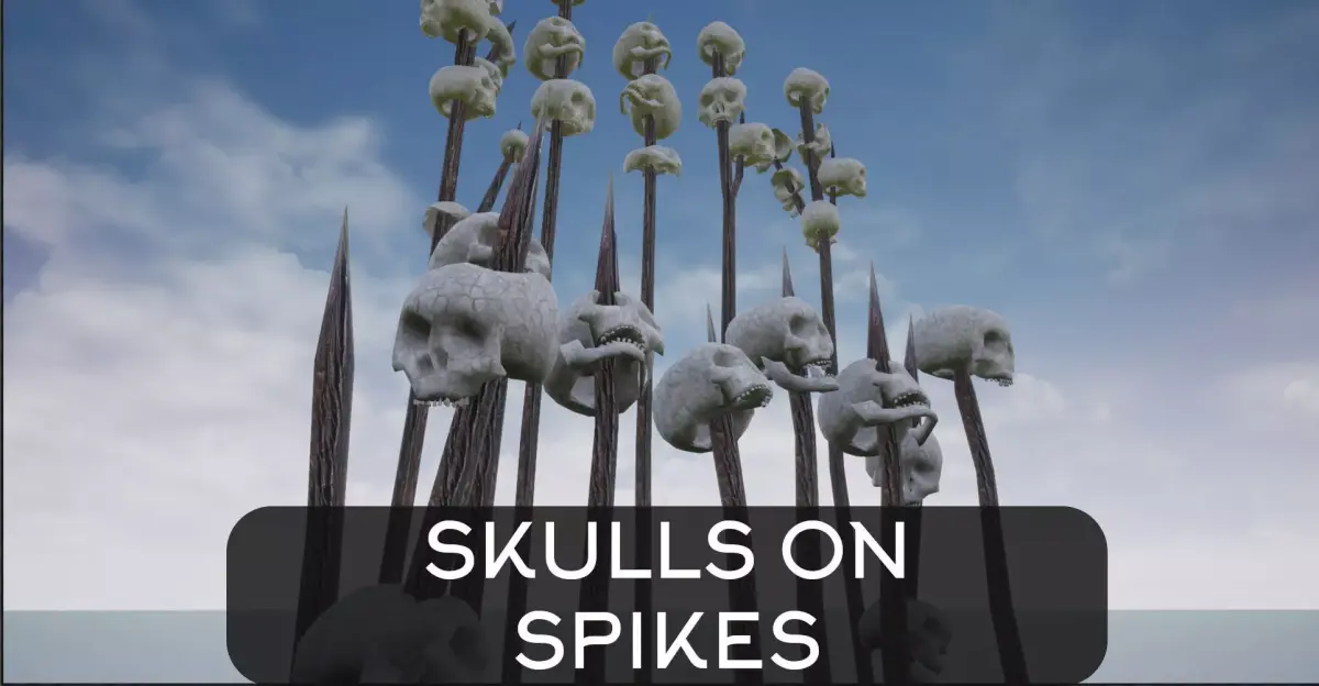 Skulls On Spikes and stakes Low-poly 3D model