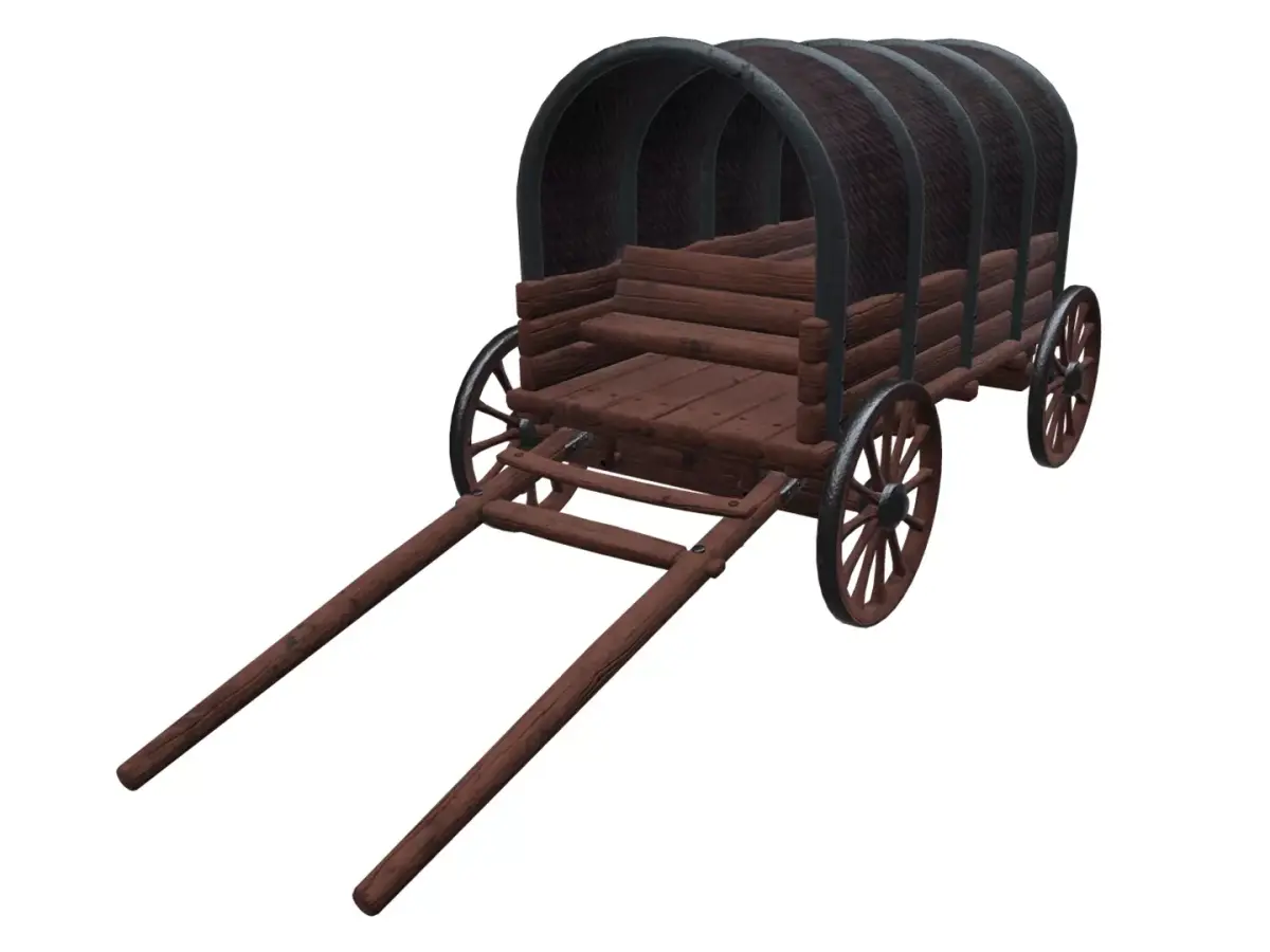 Wagon wooden covered Low-poly 3D model