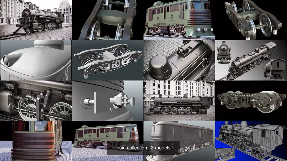 train collection metal wheel 3D Model Pack