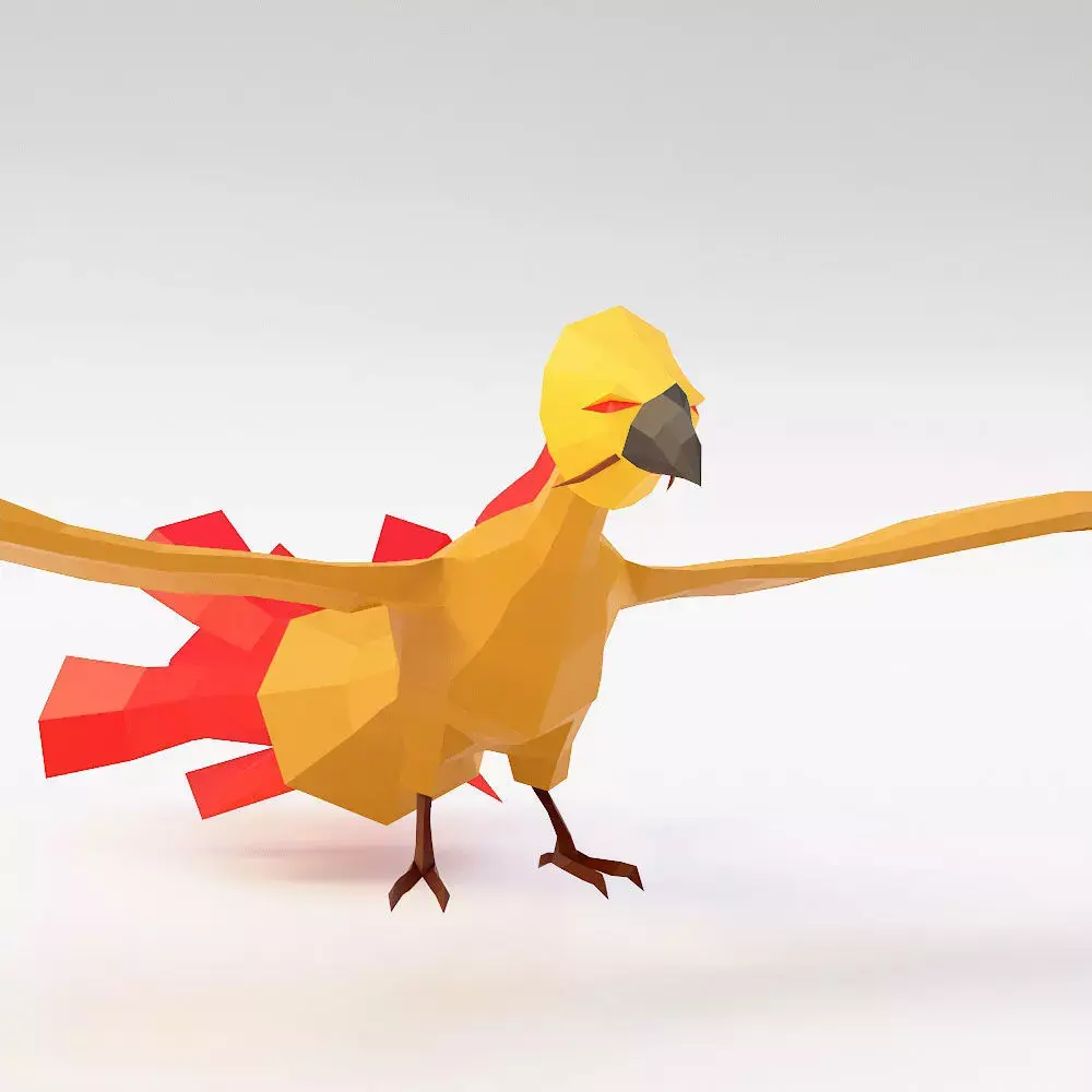 Fantasy bird low poly 3d model  Low-poly 3D model