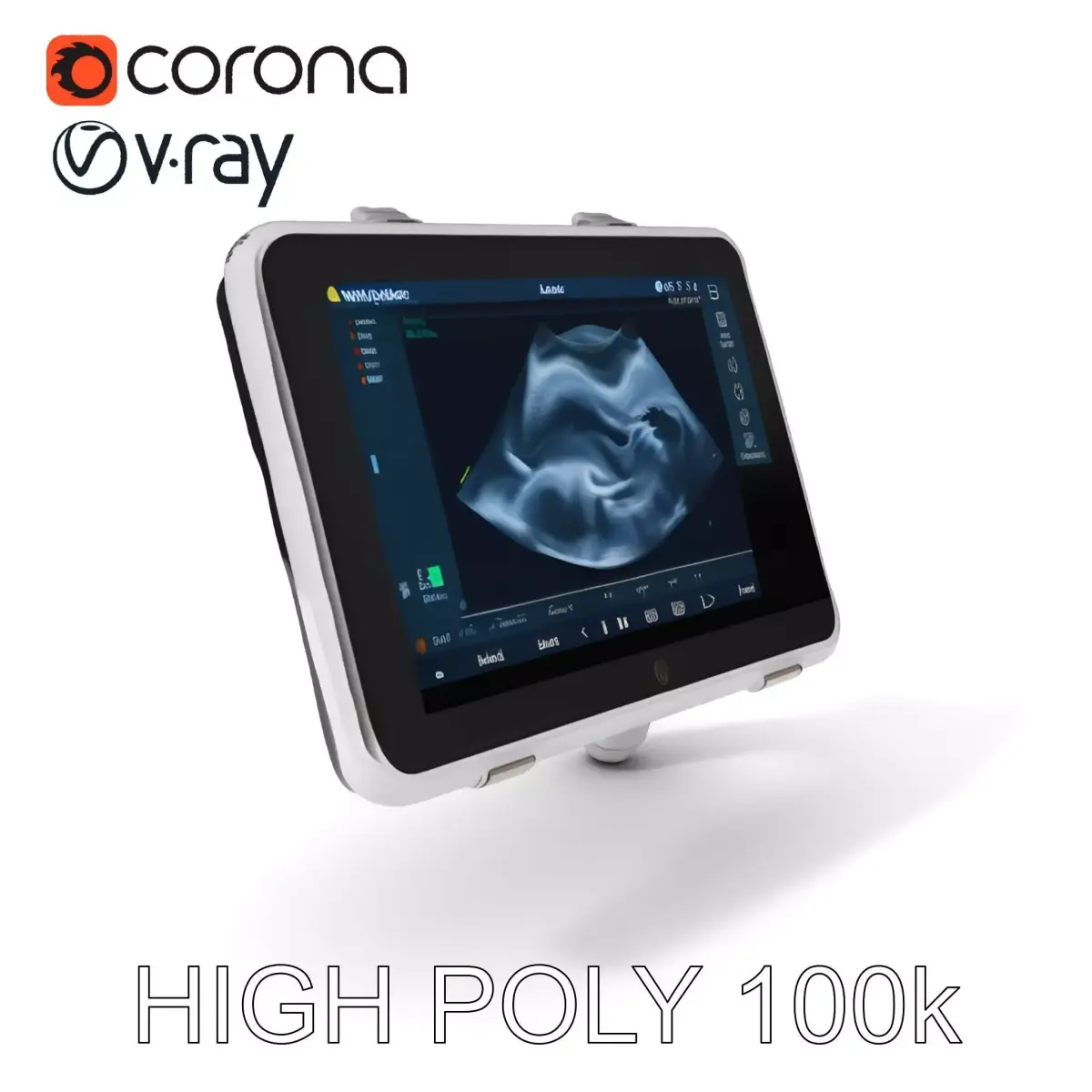 Portable Ultrasound Machine Model Pack Low-poly 3D model