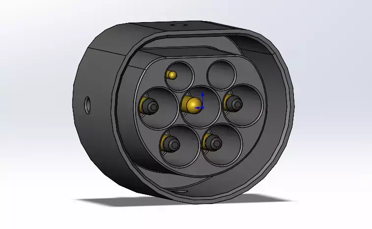 Type2  vehicle inlet up to 480V 3ph 63A or 1ph 70A no nose 3D print model