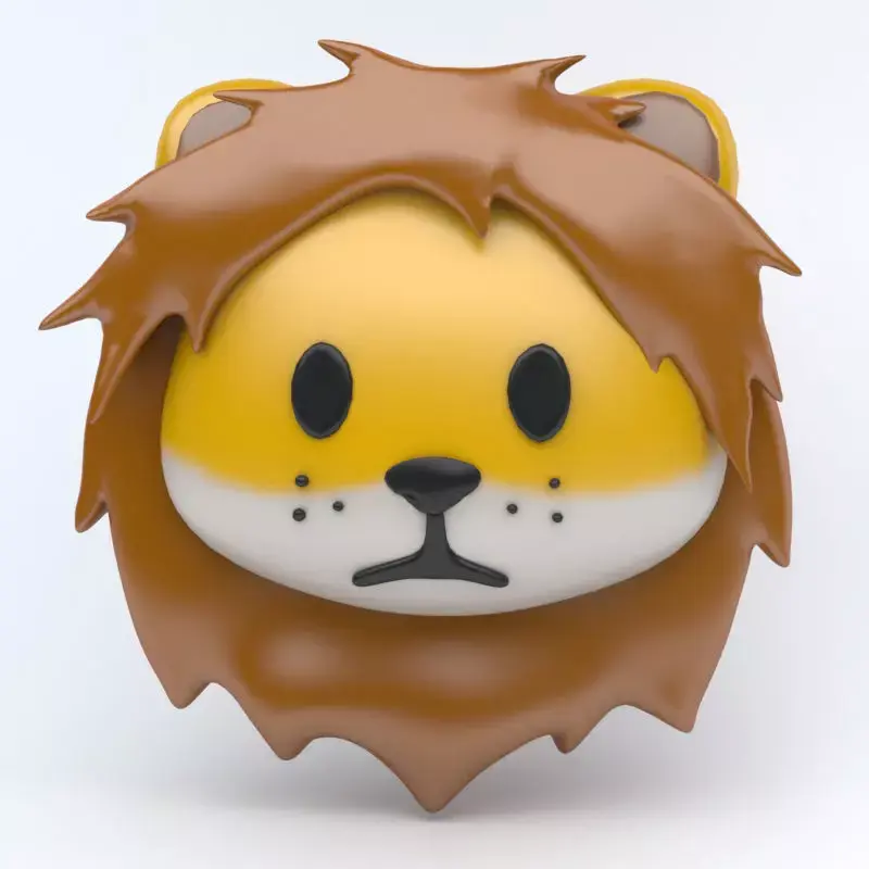 LION icon emoji Low-poly 3D model
